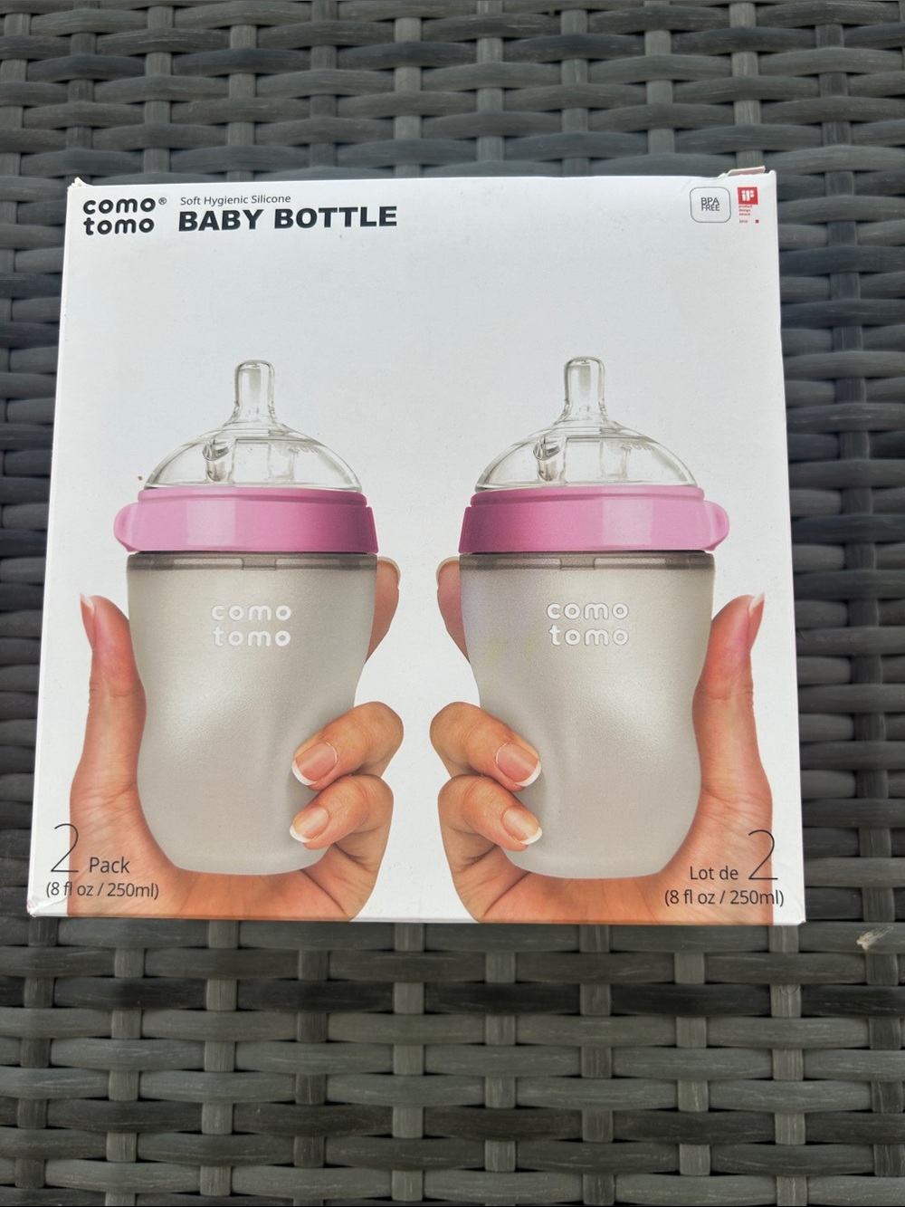 comotomo Pink Top Silicone Baby Bottles - 2 Pack